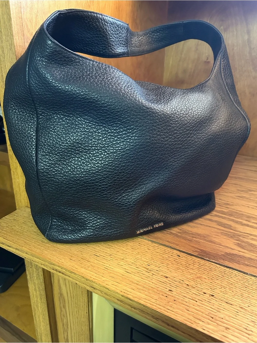 MICHAEL KORS Lena Black Leather Hobo Bag